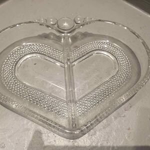 Clear Heart Shaped Divided Glass Dish Duncan and Miller #309 Trinket Dish
